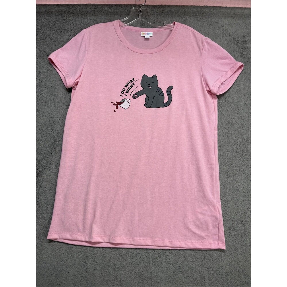 WOMENS SHIRT LULAROE TEE SPANDEX PINK  /CAT SIZE MED